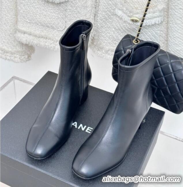 Good Taste Chanel Stretch Lambskin Heel Ankle Boots 5cm Black 819054