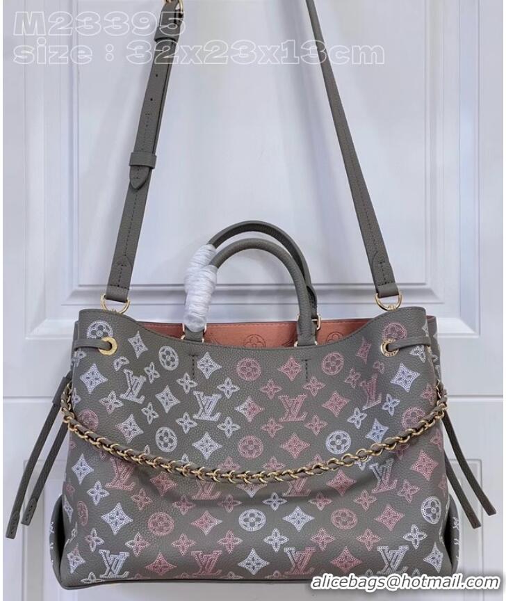 Buy Discount Louis Vuitton Mahina Leather FLIGHT MODE Bella Tote M23395 Gray