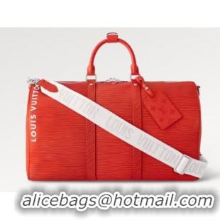 Famous Brand Louis Vuitton Keepall Bandouliere 50 M23721 Vermillion Red