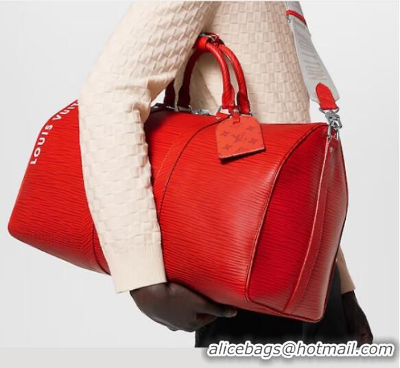 Famous Brand Louis Vuitton Keepall Bandouliere 50 M23721 Vermillion Red