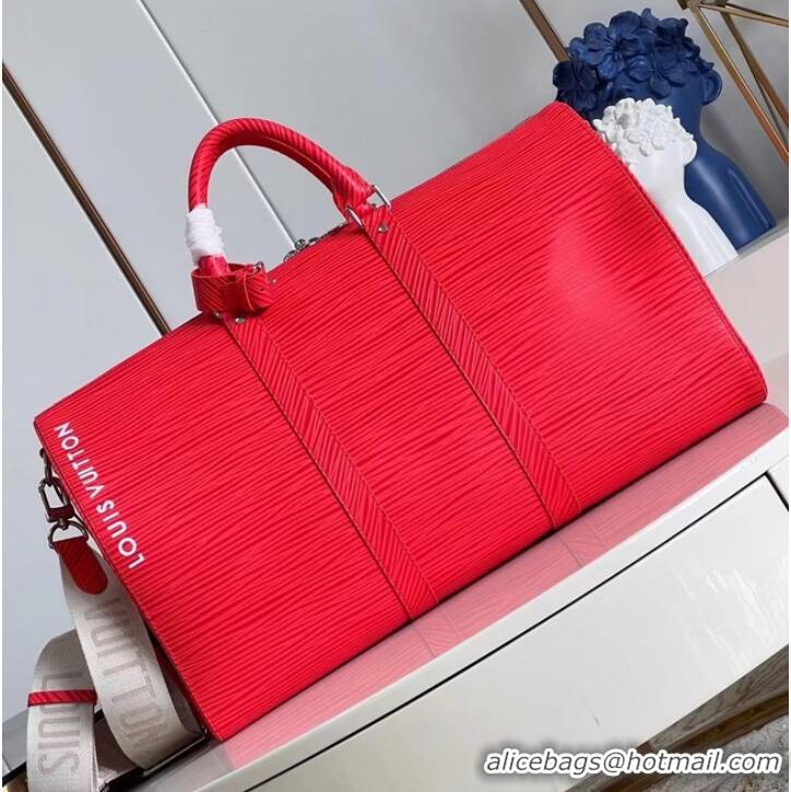 Famous Brand Louis Vuitton Keepall Bandouliere 50 M23721 Vermillion Red