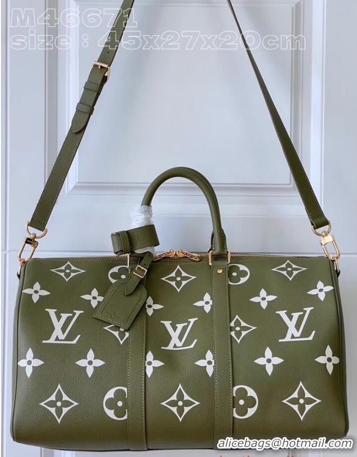 Buy Cheap Louis Vuitton Keepall Bandouliere 45 M46671 Kaki Fango