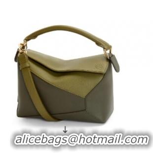 Super Quality Loewe Classic leather Puzzle bag 47398 Olive Green&khaki green