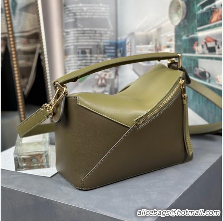 Super Quality Loewe Classic leather Puzzle bag 47398 Olive Green&khaki green