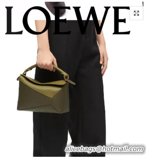 Super Quality Loewe Classic leather Puzzle bag 47398 Olive Green&khaki green