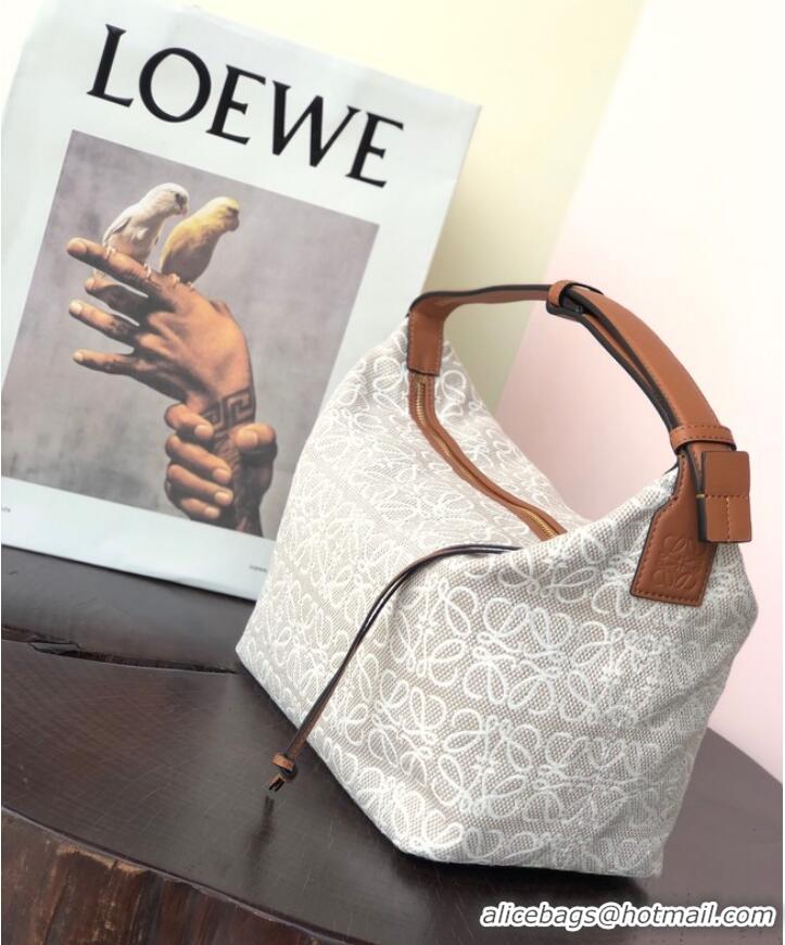 Promotional Loewe Miniature Anagram Jacquard and cow leather bag 651420 Hazel&tan