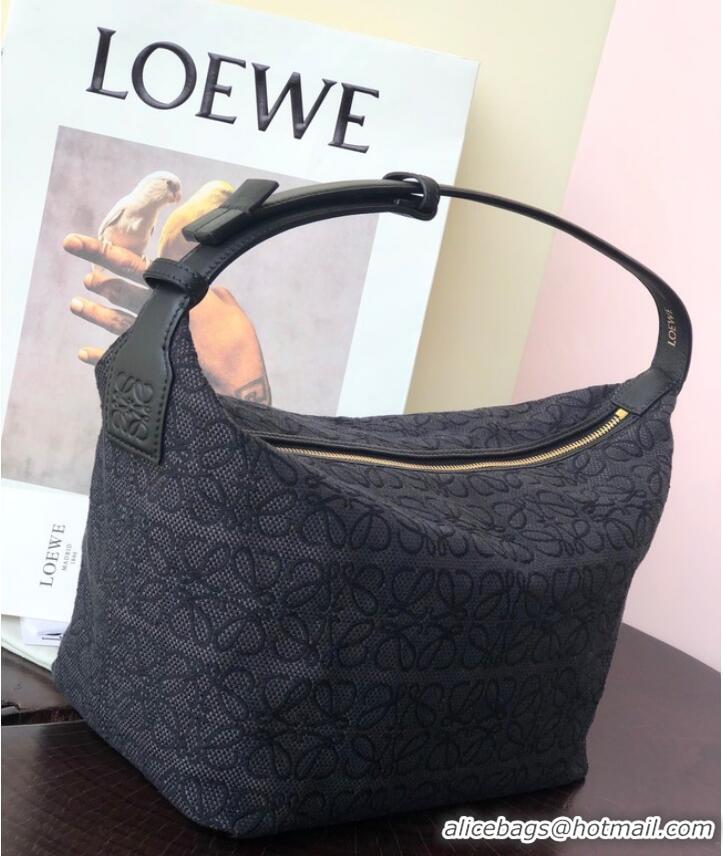 Reasonable Price Loewe Miniature Anagram Jacquard and cow leather bag 651420 Black