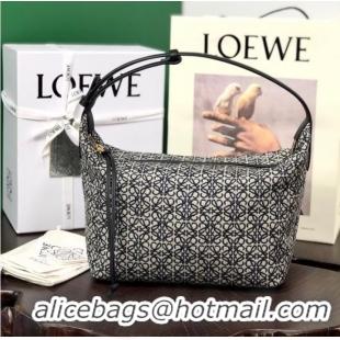 Famous Brand Loewe Miniature Anagram Jacquard and cow leather bag 651420 Navy blue&black