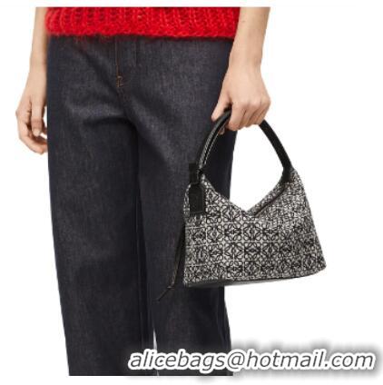 Famous Brand Loewe Miniature Anagram Jacquard and cow leather bag 651420 Navy blue&black