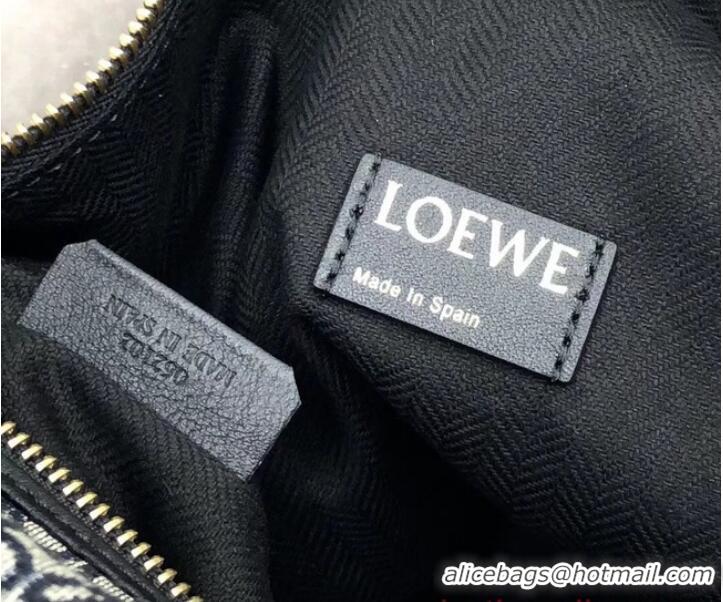 Famous Brand Loewe Miniature Anagram Jacquard and cow leather bag 651420 Navy blue&black