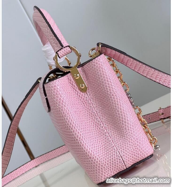 Buy Discount Louis Vuitton Capucines Mini Lizard print N81209 pink