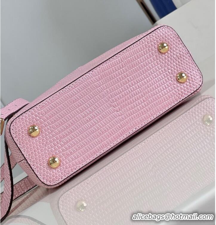 Buy Discount Louis Vuitton Capucines Mini Lizard print N81209 pink