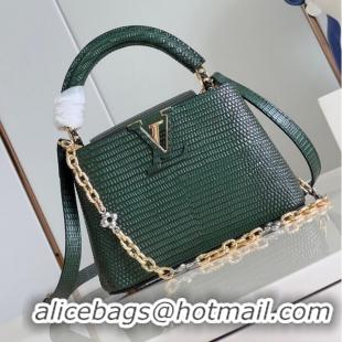 Reasonable Price Louis Vuitton Capucines Mini Lizard print N81209 Dark Green