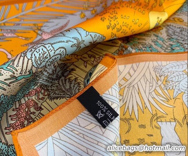 Fashion Hermes Le Carnaval des Animaux Silk Sqaure Scarf 50x50cm H8062 Orange 2023