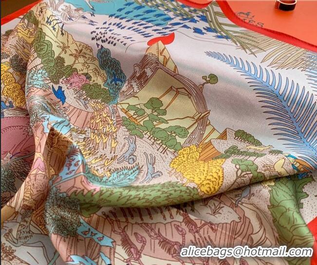 Buy Hermes Le Carnaval des Animaux Silk Sqaure Scarf 50x50cm H8062 Light Grey 2023