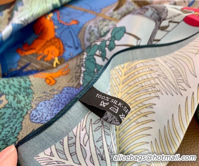 Market Sells Hermes Le Carnaval des Animaux Silk Sqaure Scarf 50x50cm H8062 Light Blue 2023