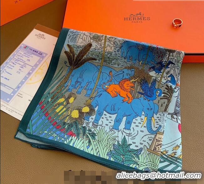 Market Sells Hermes Le Carnaval des Animaux Silk Sqaure Scarf 50x50cm H8062 Light Blue 2023