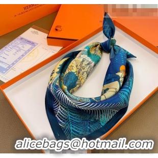 Inexpensive Hermes Le Carnaval des Animaux Silk Sqaure Scarf 50x50cm H8062 Dark Blue 2023