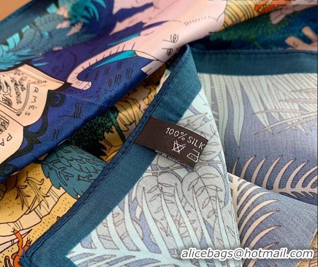 Inexpensive Hermes Le Carnaval des Animaux Silk Sqaure Scarf 50x50cm H8062 Dark Blue 2023