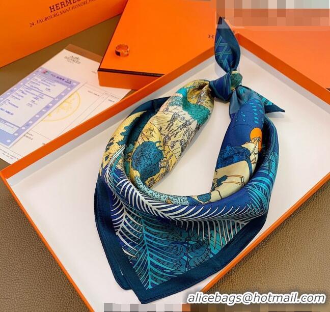 Inexpensive Hermes Le Carnaval des Animaux Silk Sqaure Scarf 50x50cm H8062 Dark Blue 2023