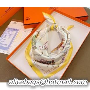 Buy Classic Hermes Chevaloscope Silk Sqaure Scarf 50x50cm H8063 White 2023