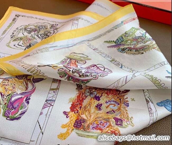 Buy Classic Hermes Chevaloscope Silk Sqaure Scarf 50x50cm H8063 White 2023