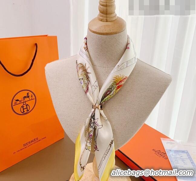 Buy Classic Hermes Chevaloscope Silk Sqaure Scarf 50x50cm H8063 White 2023