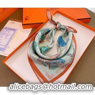 Spot Bulk Hermes Chevaloscope Silk Sqaure Scarf 50x50cm H8063 Light Blue 2023