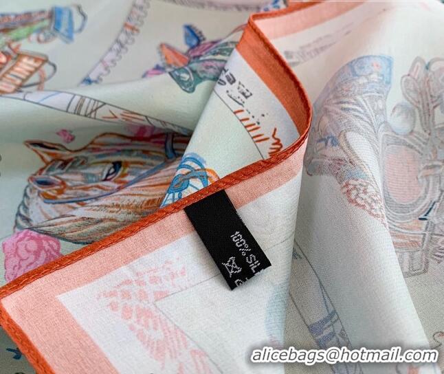 Spot Bulk Hermes Chevaloscope Silk Sqaure Scarf 50x50cm H8063 Light Blue 2023