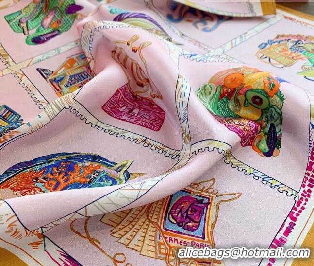 Cheapest Hermes Chevaloscope Silk Sqaure Scarf 50x50cm H8063 Light Pink 2023