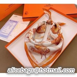 Buy Classic Hermes Chevaloscope Silk Sqaure Scarf 50x50cm H8063 Orange 2023