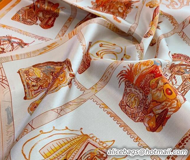 Buy Classic Hermes Chevaloscope Silk Sqaure Scarf 50x50cm H8063 Orange 2023