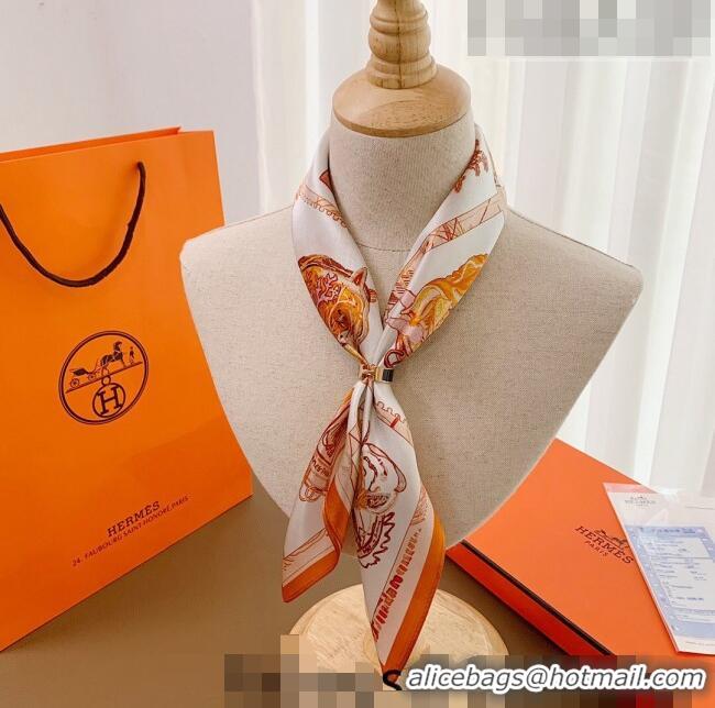 Buy Classic Hermes Chevaloscope Silk Sqaure Scarf 50x50cm H8063 Orange 2023