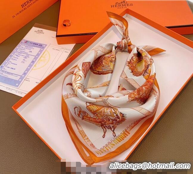 Buy Classic Hermes Chevaloscope Silk Sqaure Scarf 50x50cm H8063 Orange 2023