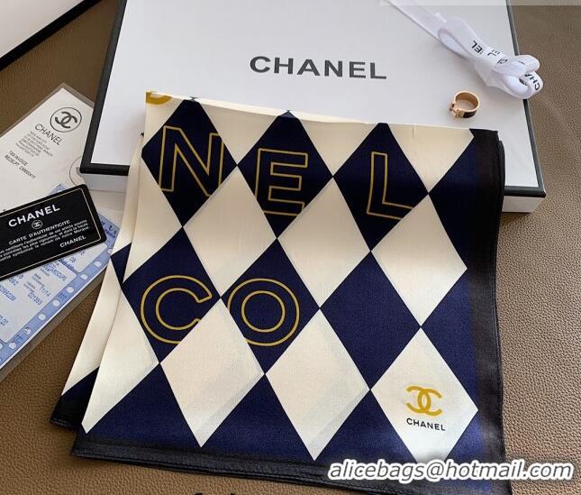 Ladies Cheap Chanel Silk Sqaure Scarf 50x50cm CH101805 Blue 2023