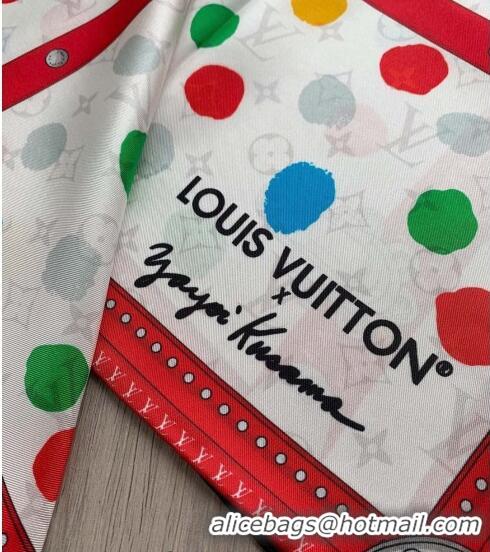 Buy Grade Louis Vuitton Dots Silk Sqaure Scarf 53x53cm LV10183 White 2023