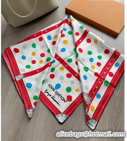 Buy Grade Louis Vuitton Dots Silk Sqaure Scarf 53x53cm LV10183 White 2023