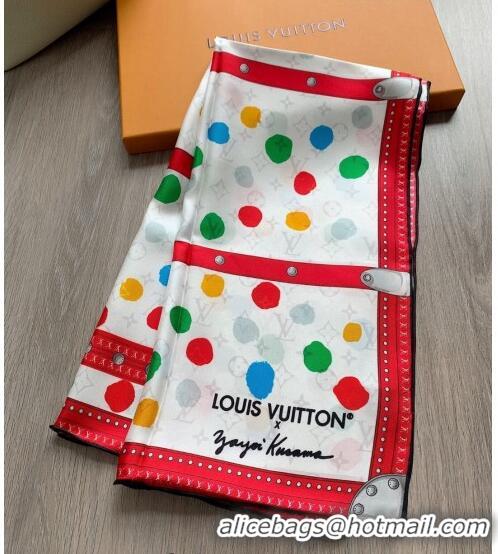 Buy Grade Louis Vuitton Dots Silk Sqaure Scarf 53x53cm LV10183 White 2023