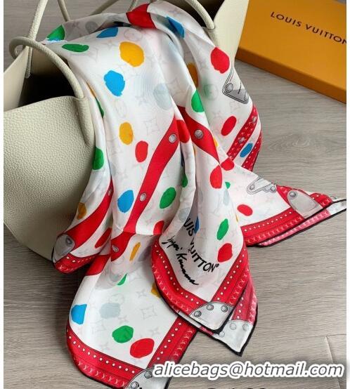 Buy Grade Louis Vuitton Dots Silk Sqaure Scarf 53x53cm LV10183 White 2023