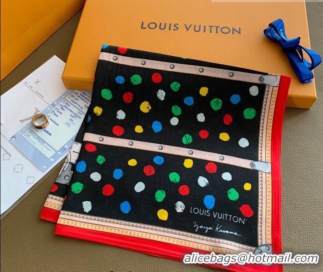 Market Sells Louis Vuitton Dots Silk Sqaure Scarf 53x53cm LV10183 Black 2023