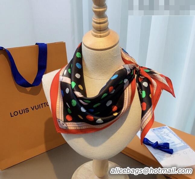 Market Sells Louis Vuitton Dots Silk Sqaure Scarf 53x53cm LV10183 Black 2023