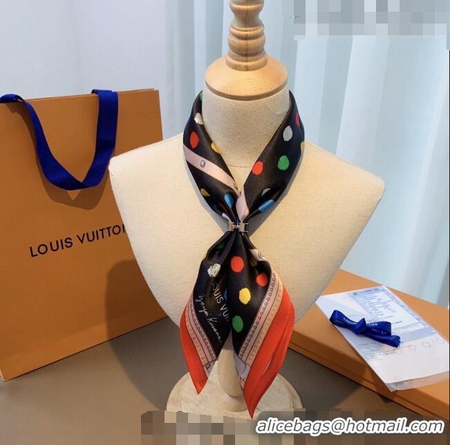 Market Sells Louis Vuitton Dots Silk Sqaure Scarf 53x53cm LV10183 Black 2023