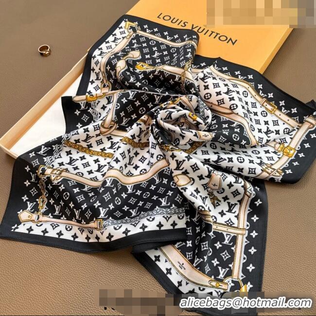 Hot Style Louis Vuitton Trunk Silk Sqaure Scarf 50x50cm LV10183 Black 2023