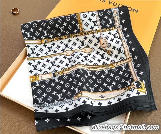 Hot Style Louis Vuitton Trunk Silk Sqaure Scarf 50x50cm LV10183 Black 2023