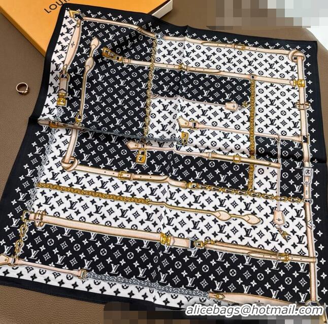 Hot Style Louis Vuitton Trunk Silk Sqaure Scarf 50x50cm LV10183 Black 2023