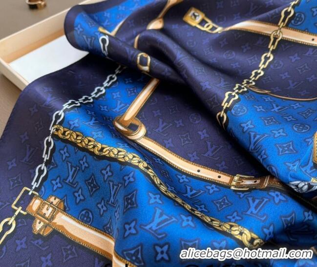 Luxury New Louis Vuitton Trunk Silk Sqaure Scarf 50x50cm LV10183 Blue 2023