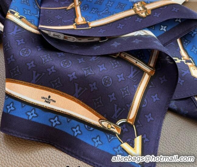 Luxury New Louis Vuitton Trunk Silk Sqaure Scarf 50x50cm LV10183 Blue 2023