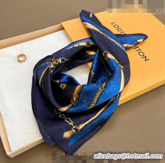 Luxury New Louis Vuitton Trunk Silk Sqaure Scarf 50x50cm LV10183 Blue 2023