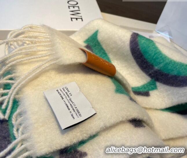 Modern Classic Loewe Wool and Mohair Long Scarf 24x185cm LE10182 White 2023