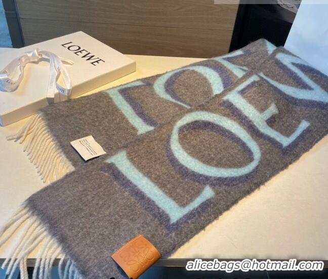 Cheapest Loewe Wool and Mohair Long Scarf 24x185cm LE10182 Grey 2023